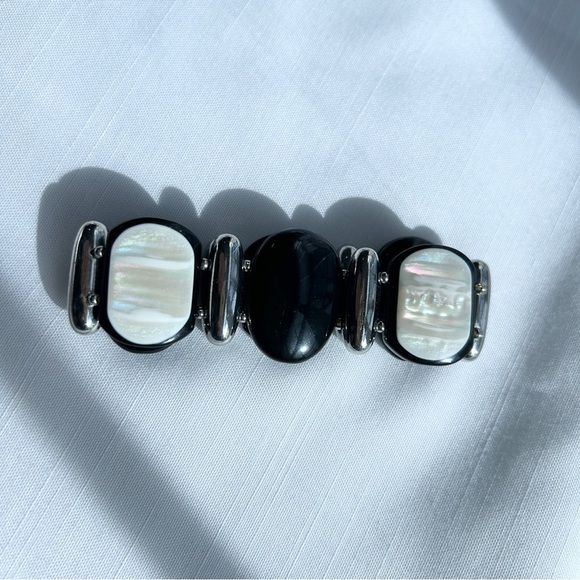 Chico's Black & Mother of Pearl Stretch Bracelet - Picture 1 of 3